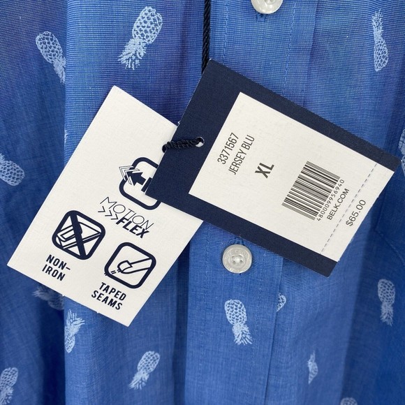 Crown & Ivy Men’s Shirt XL Classic Fit Button Down Motion Flex Blue Pineapples - Picture 7 of 8